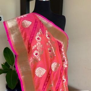 Pure Banarasi silk saree in vibrant pink